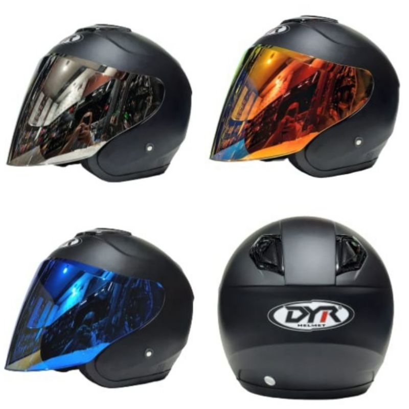 Helm Kyoto Hitam Doff Paket Ganteng Kaca Flat Venom Merek DYR not KYT