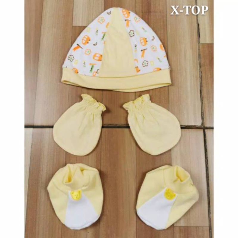 1 set sarung tangan kaos kaki bayi dan topi bayi / set topi+kaos kaki+sarung tangan