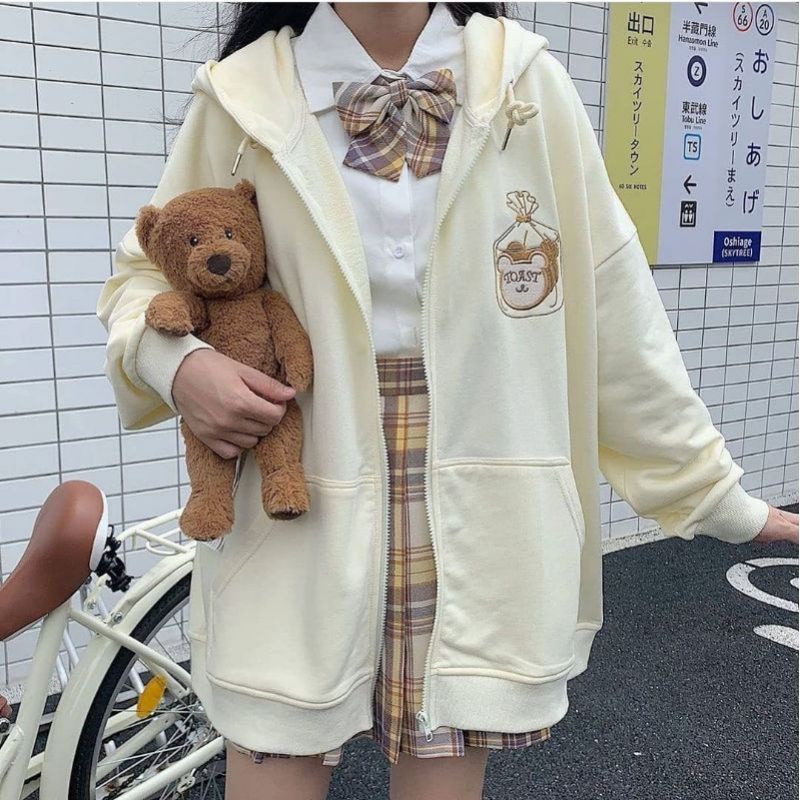 Toast Oversize Sweater Hoodie Wanita Korea | Hoodie Wanita Oversize