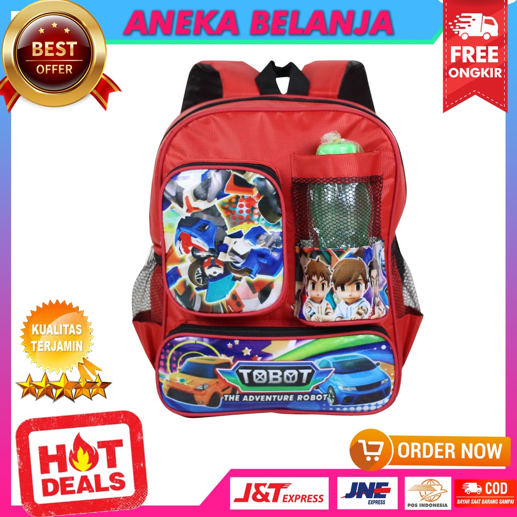 Ransel Anak Free Botol Saku Spiderman x Cars Keren Bagus Murah Awet