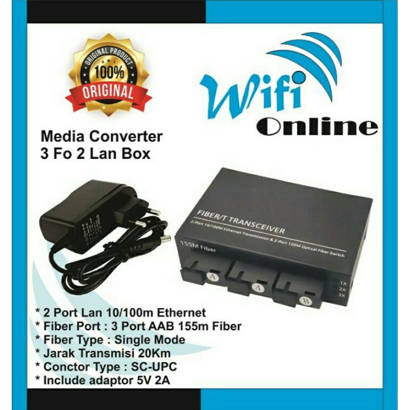 Media Converter 3 Fo 2 Lan 10/100 Box