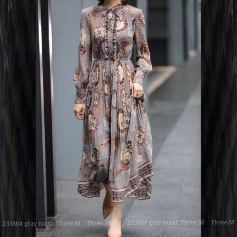 MDLV ~ 23380 GRAY MAXI DRESS MAXI GAMIS MAXI DRESS PREMIUM FASHION MUSLIM FASHION IMPORT