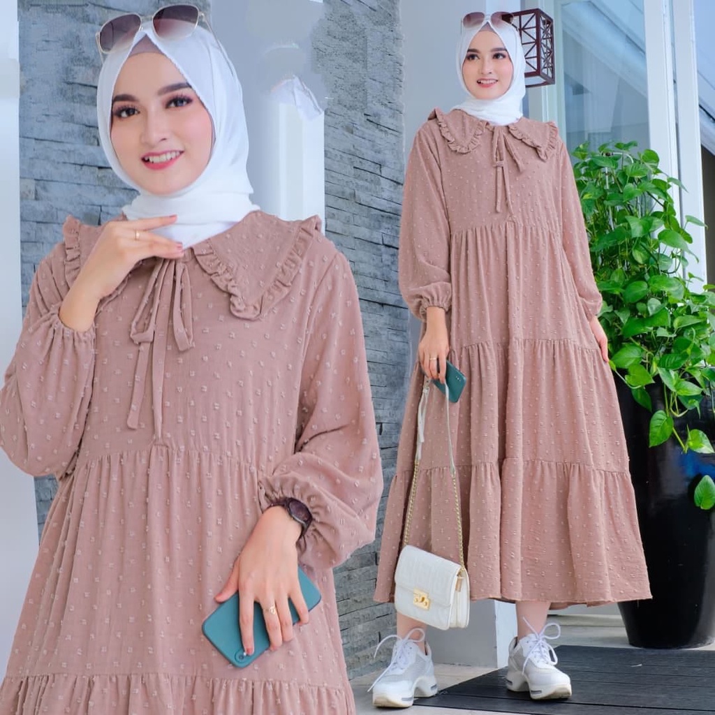 Midi Dress Crinkle Uragari LD 110 PJ 120 Kekinian Best Saller