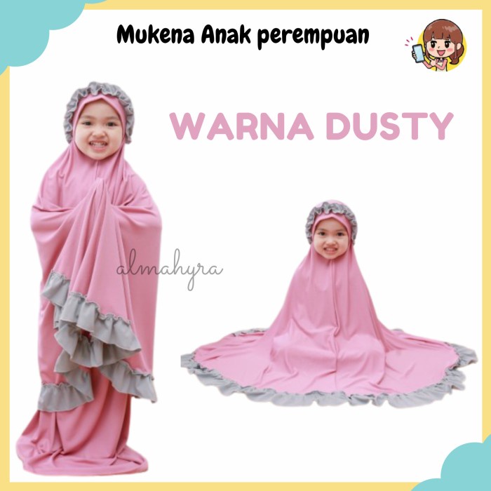 Mukena Anak AL7 Mukena Anak Balita Perempuan Polos Bahan Adem Nyaman 1-7 Tahun - DUSTY(U4Z7) Mukena 