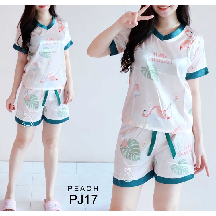 PJ17 - Baju Tidur Setelan Pendek Piyama Motif