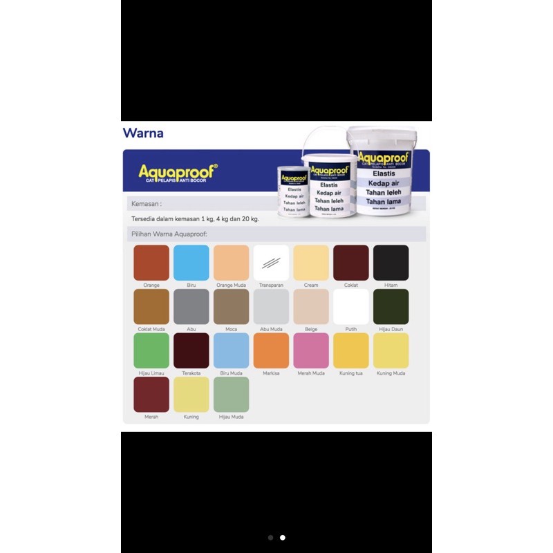 AQUAPROOF CAT PELAPIS ANTI BOCOR 4 KG (FREE T-SHIRT & VOUCHER 25.000)