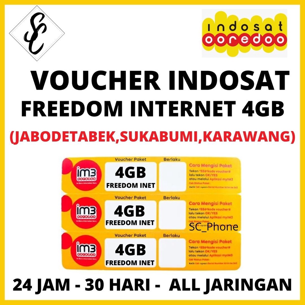 Voucher Indosat Freedom Internet 4GB 30hari