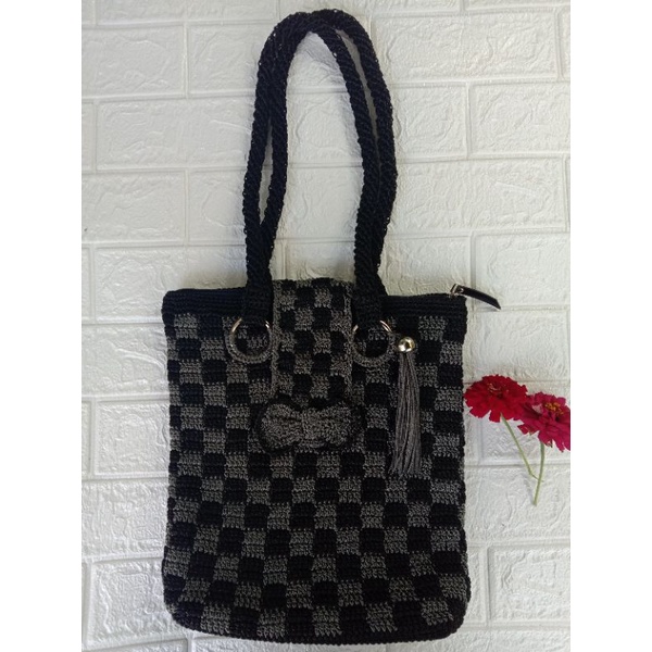 Tas rajut,tas rajut tote,tas rajut slempang,tas rajut kotak-kotak,tas rajut murah,tas rajut lucu,tas