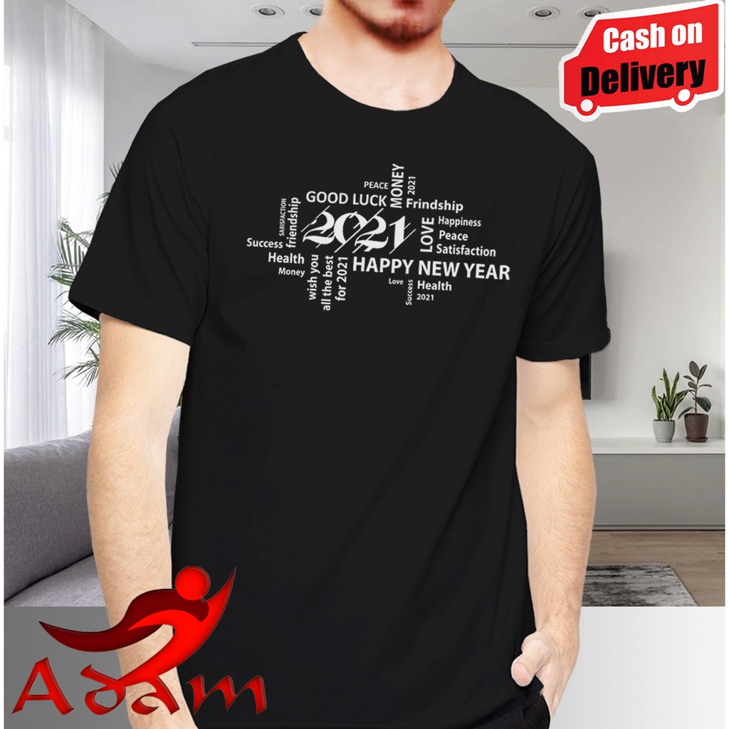 Baju Kaos Pria / Wanita T-shirt 2021 Happy New Year