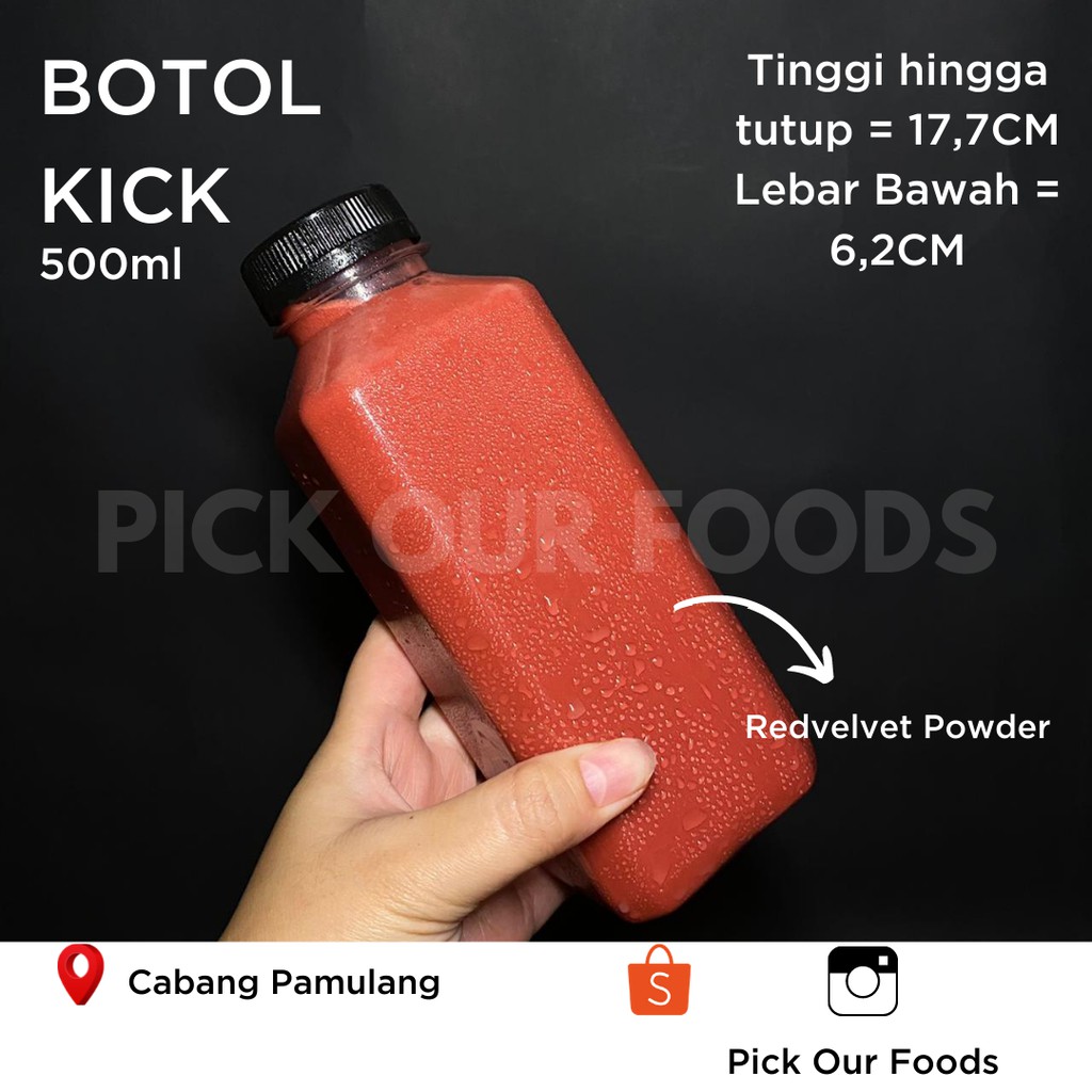 Botol Kale 500 ML / Kick 500 ML / Botol Jus / Botol Pet / Botol Kotak / Botol Minuman / Botol Kale