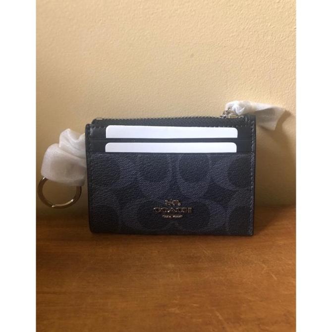 

coach stnk key/card coin wallet signature denim black
