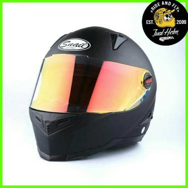HELM FULL FACE / HELM RIDER / HELM SNAIL FFS1 HITAM DOF VISOR REVO RED