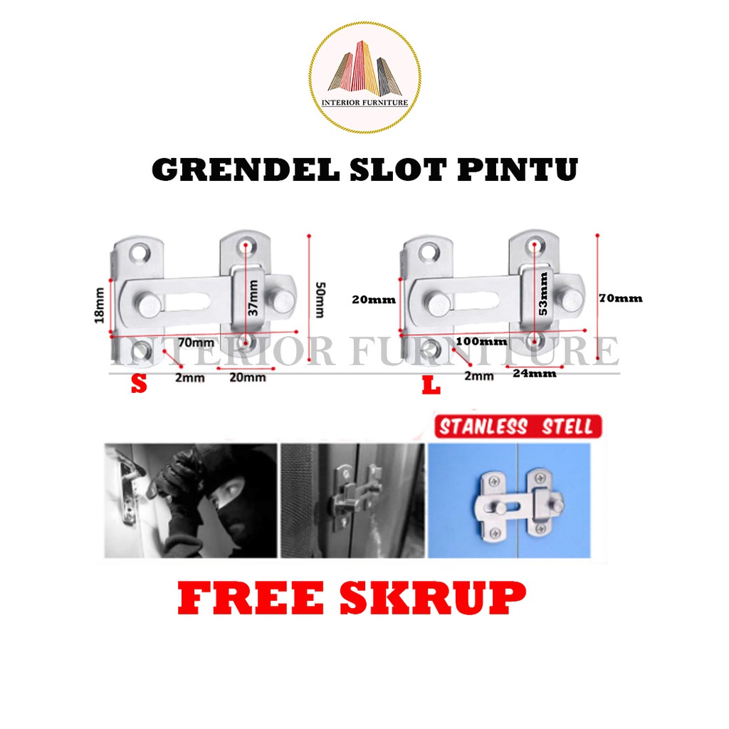 Grendel overpal gembok selot slot overpal gembok Selot pintu Cantolan /Kunci Geser Pintu / Grendel Slot Pintu / Grendel Kait Pintu ....   ( SIKU &amp; KAIT) Free sekrup Stainless Steel