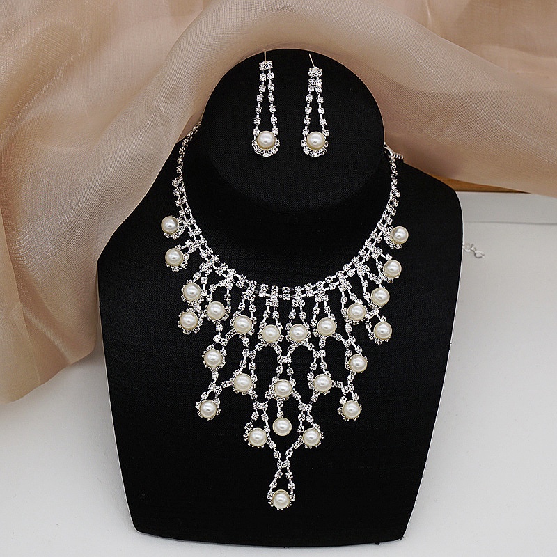 Set Kalung Anting Desain Mutiara Untuk Pengantin Wanita