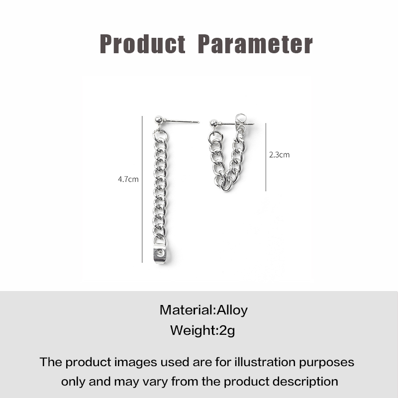 Anting Rumbai Rantai Korea Anting Tusuk Hip Hop Silver Untuk Unisex