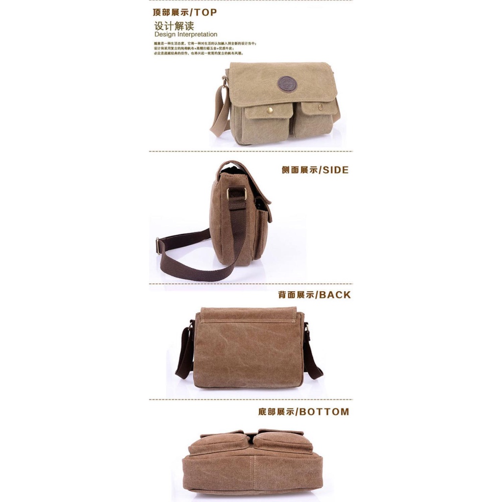 (100% BARANG ORI) Dxyizu Tas Selempang Messenger Bag Bahan Canvas - 1008