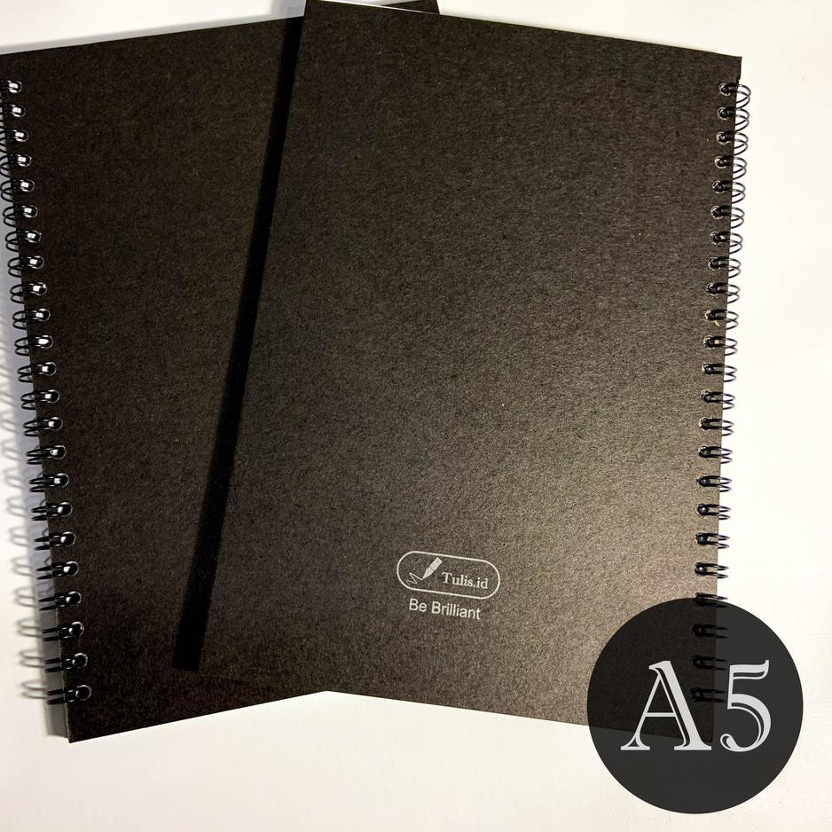 

MF [Tulis.Id] Basic White Paper Charcoal Black Spiral Notebook A5 Blank Grid Dotted Ruled Buku Catat