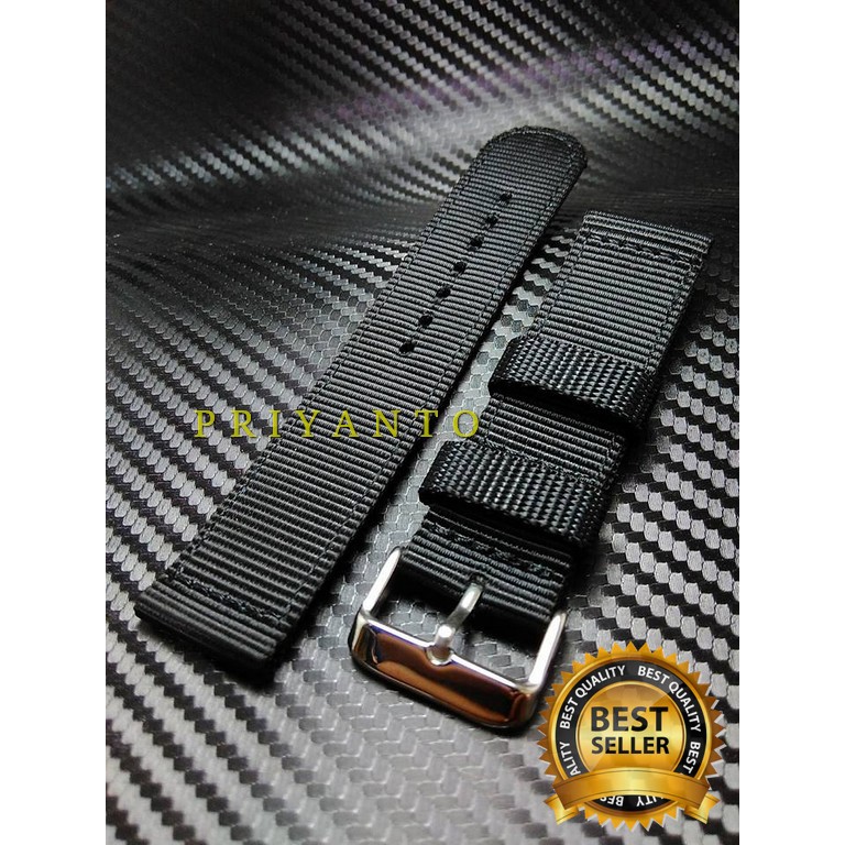 STRAP TALI JAM TANGAN CANVAS SEIKO ORIGINAL WATCH BEND TERBAIK 20 22 24 MM HITAM BONUS PEN