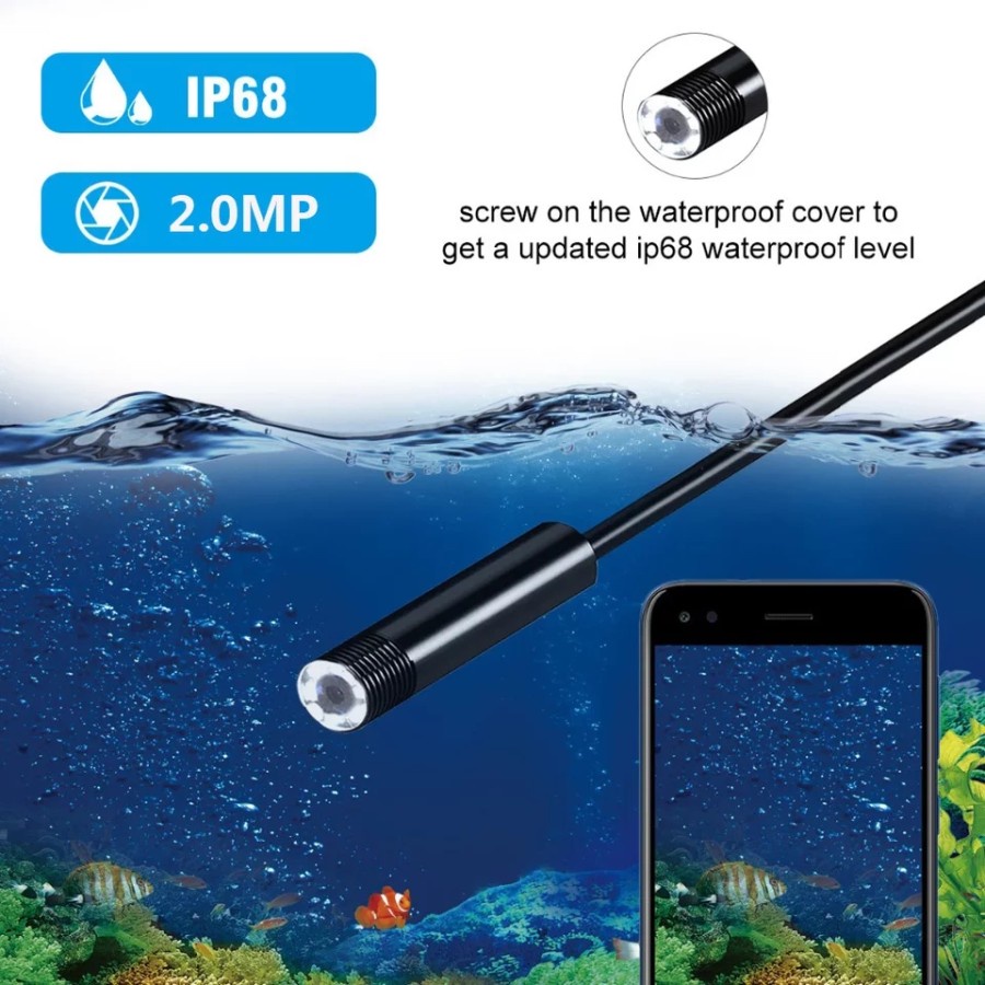 KAMERA ENDOSCOPE ANDROID 5 METER CAMERA MINI TERSEMBUNYI WIFI PENGINTAI KECIL WATERPROOF HD JS24