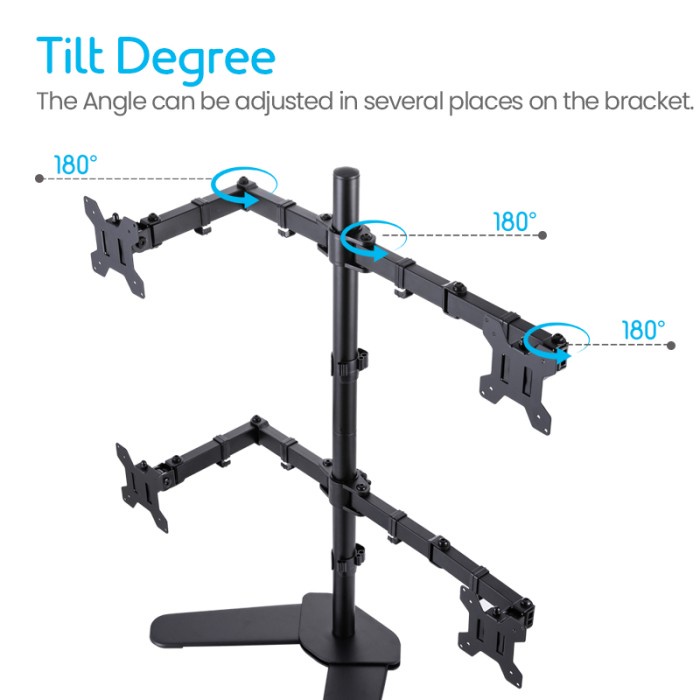 Triple W Quad Monitor Bracket Stand 4 Breket Base Mount Holder LED LCD