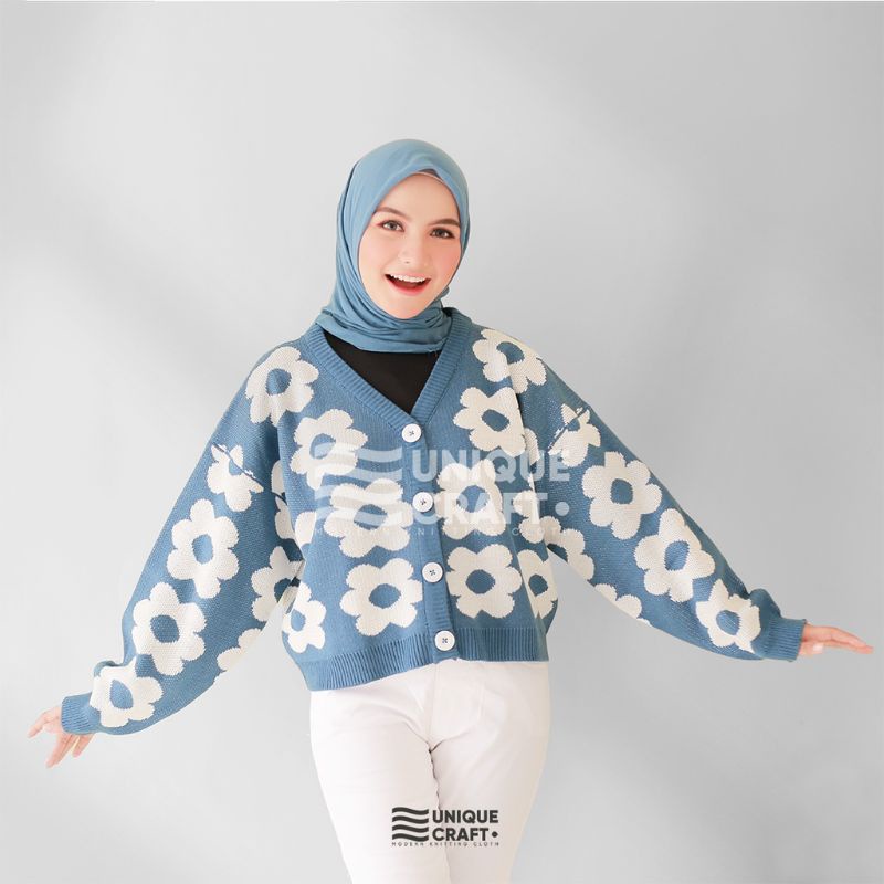 Cardigan Bunga Crop Top Korea