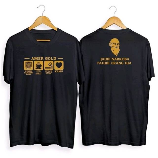 KAOS BAJU OBRAL AMER GOLD PERSIB ORANG TUA POLOS DISTRO COMBED 30S