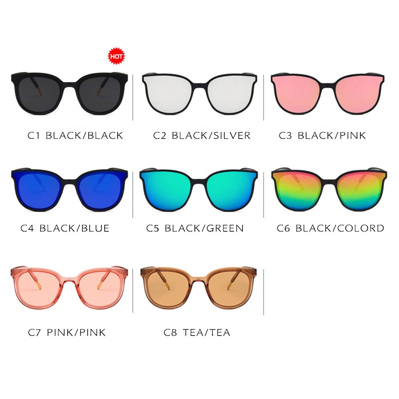 (YUZHU) Bayar di Tempat Korean Design Retro Mata Kucing Kacamata Hitam Wanita/Pria Cat Eye Sunglasses