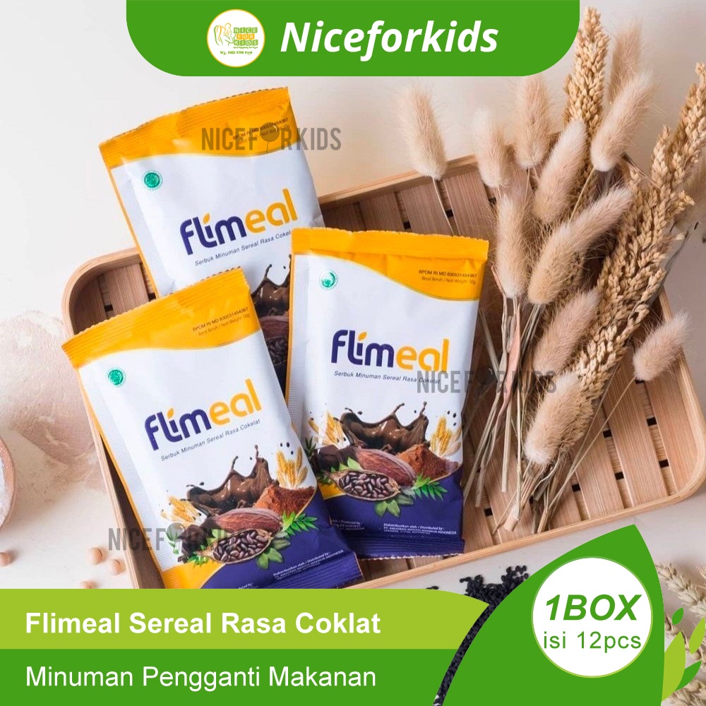 Flimeal Meal Replacement by Flimty Rasa Coklat 1BOX isi 12sachet @50gr / Minuman Sereal Pengganti Makanan