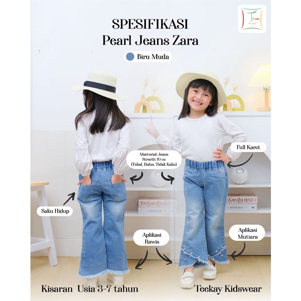 CELANA ANAK PEREMPUAN JEANS PANJANG USIA 3-5 TAHUN