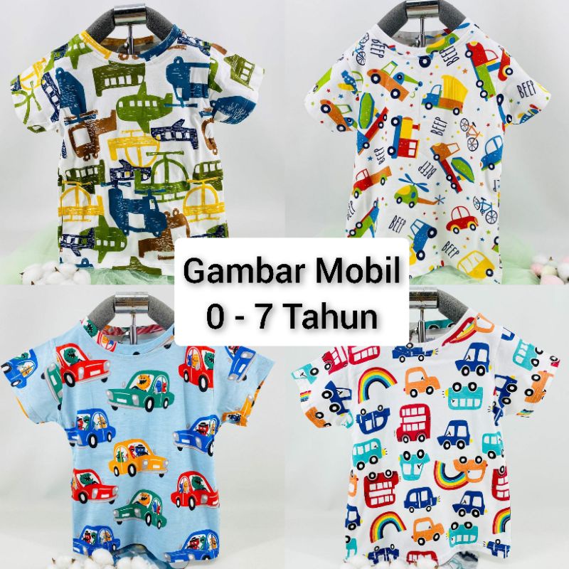kaos anak gambar mobil truk traktor bus 1 2 3 tahun baju anak cowok kaos anak laki laki kaos anak SN