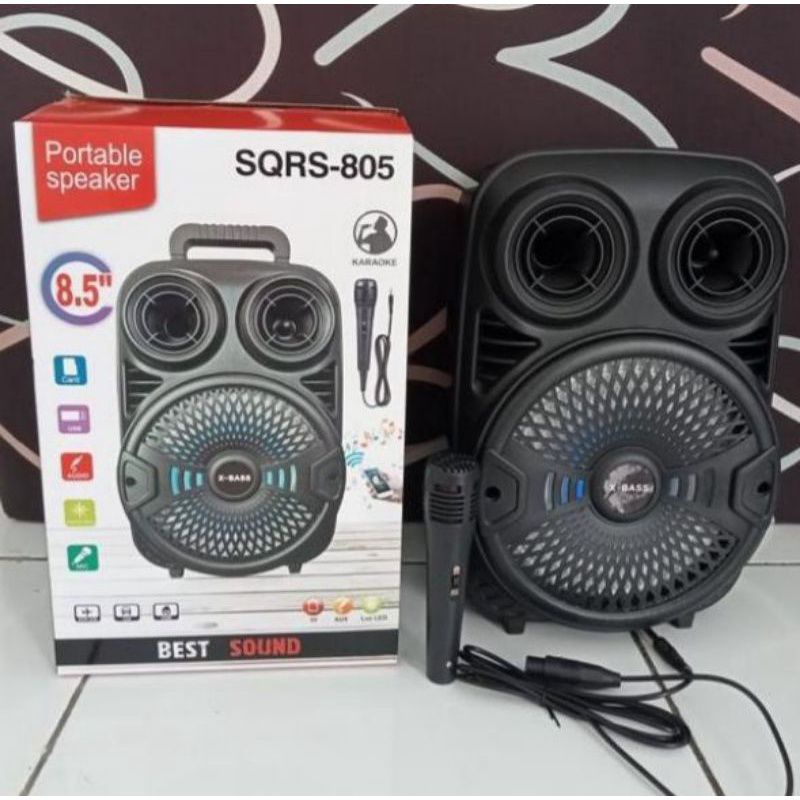 COD SPEAKER BLUETOOTH KARAOKE 8'5 INCH SQRS-885 BONUS 2 MIC KABEL KARAOKE X-BASS//SPEAKER SALON AKTIF//SPEAKER WIRELESS