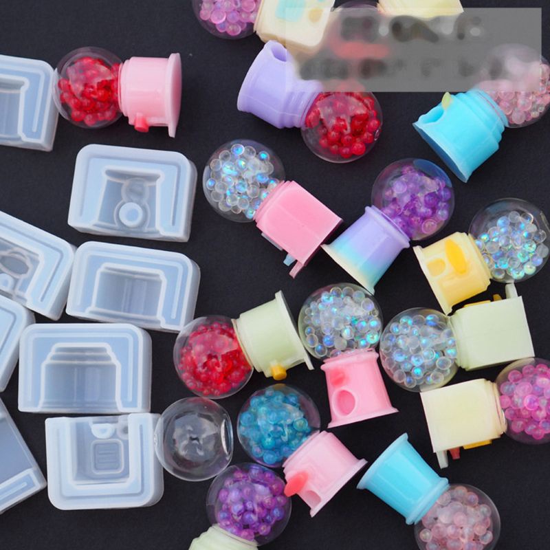 SIY  4 Styles Handmade Classic Glass Candy Twirling Gumballs Machine Resin Mold Funny Game Toy Pendant Resin Mold Art Crafts