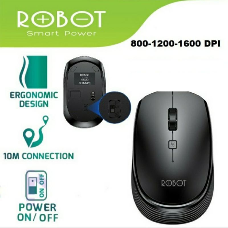 Mouse wireless ROBOT M205 1600 DPI on off