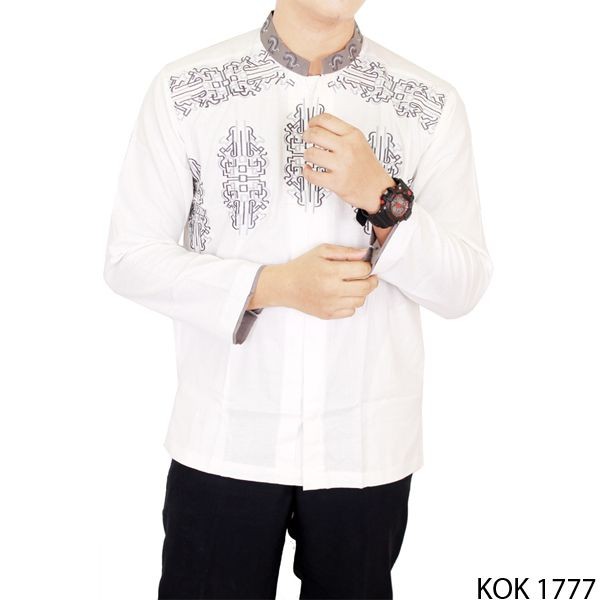 Baju Koko Panjang Pria Katun Putih – KOK 1777