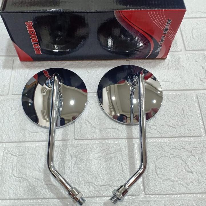 Trend - Kaca Spion Tipe Vespa Model Reto Classic Bulat Full Crom Drat Yamaha Honda c50 c70 c90 Chrom