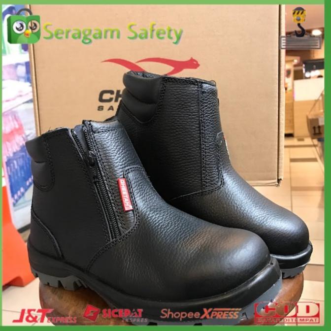 sepatu safety cheetah 7111 h hitam   safety shoes cheetah 7111 h black