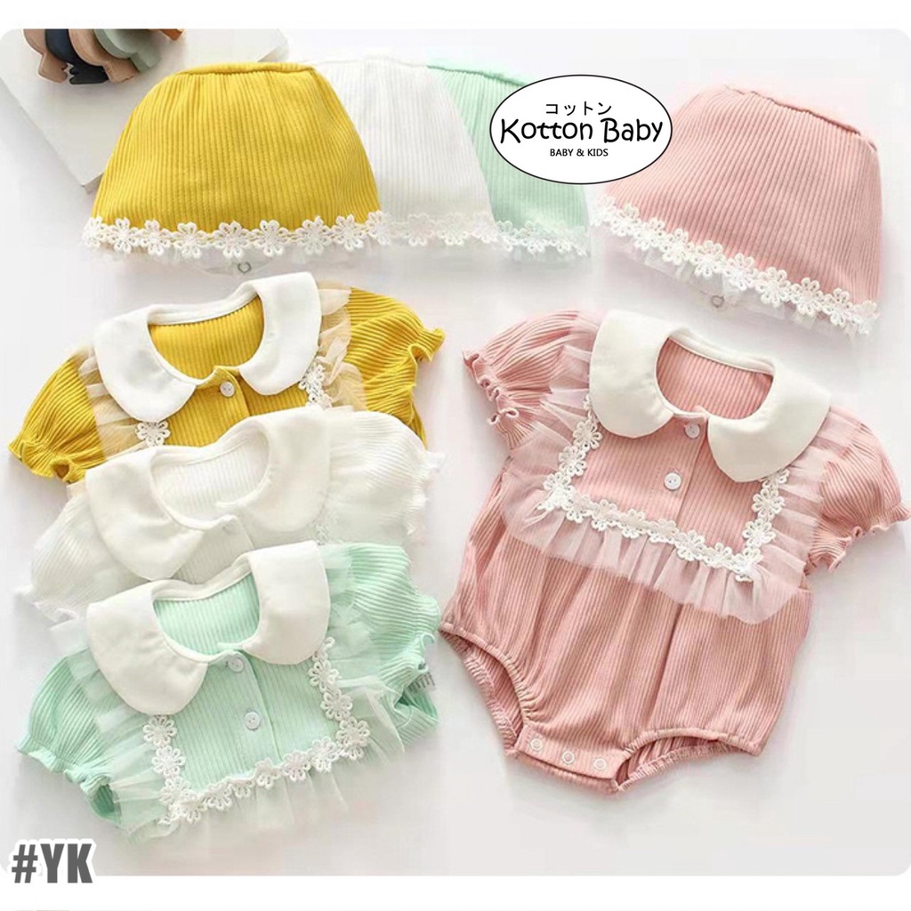 (free topi) 0-12bln JUMPER RUFFLE BASIC BAYI | JUMPSUIT ROMPER BAJU PAKAIAN ANAK catalog YQER YK