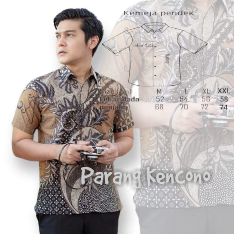 Risna Batik HRB026 Kenongo Hem Kemeja Batik Pria Lengan Pendek Katun Primis Premium Halus M L XL XXL