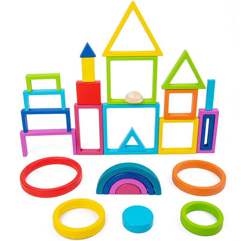 Subarashi - Mainan Edukasi Large Ring Building Bloks 6 in 1 / Mainan balok Montessori 6 in1