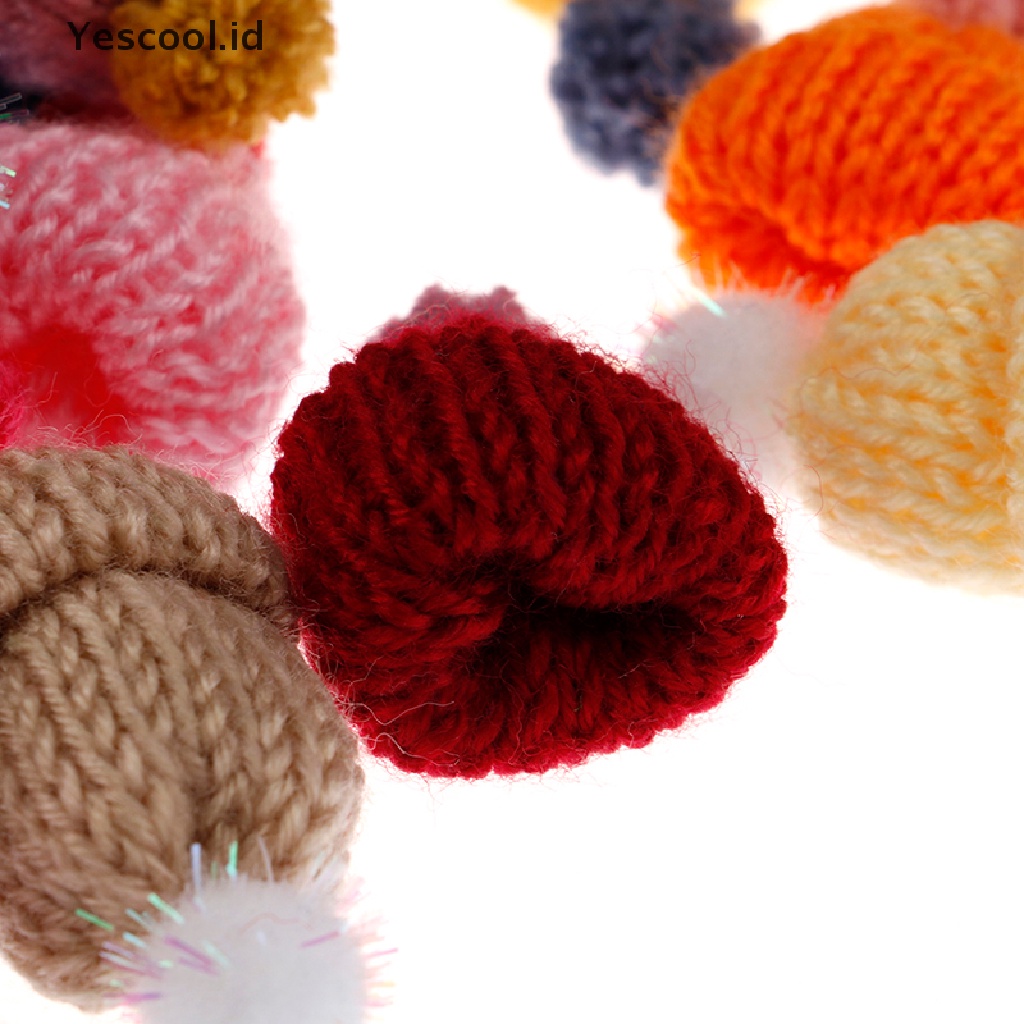 【Yescool】 10Pcs 3.5CM Mixed Woolen Yarn Mini Hat Cap Headwear Garment Doll Craft Materials .