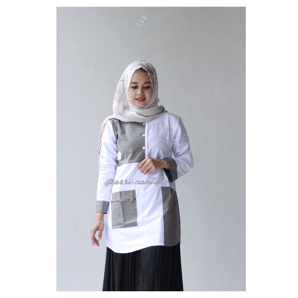 ATASAN SANTRI PUTRI/ ATASAN WANITA BLOUSE TUNIK PUTIH TOYOBO