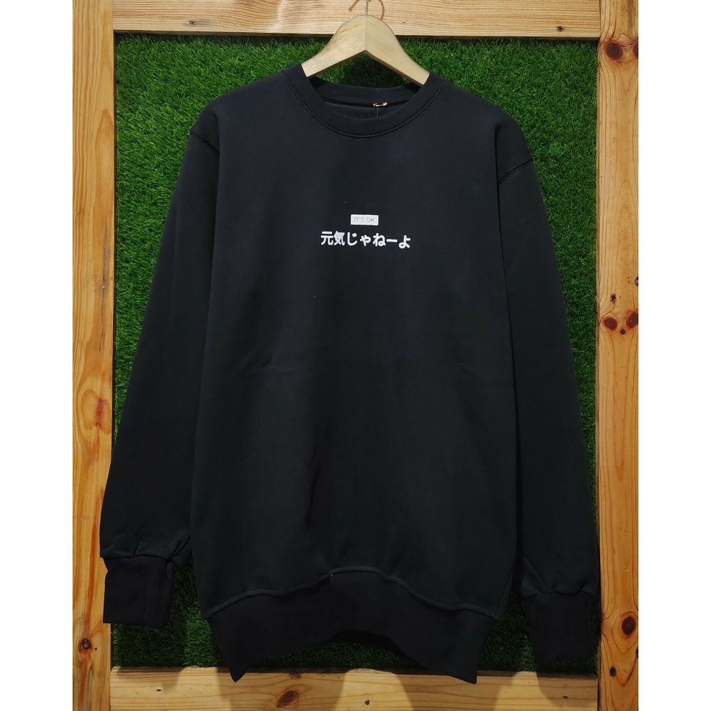 SWEATER CREWNECK Premium Cewek Cowok Jaket Pria Wanita switer Crewneck Laki Laki Perempuan Distro Bandung Bahan Katun OverSize Warna HITAM Ukuran M L XL XXL