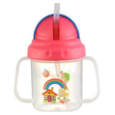 NINIO Straw Sippy Training Cup Handle Gelas Minum Anak Sedotan  F-362