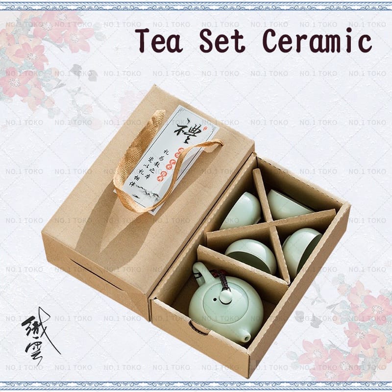 Teko Teh China 4 Cangkir Keramik Set / Chinese Tea Pot Set Ceramic 4 Cup / Gift Classic