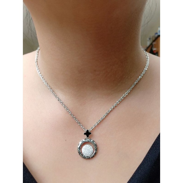 KALUNG NORI UKIR + LIONTIN VANCLE*P MP + CAT WARNA / KALUNG PERAK ASLI SILVER 925 LAPIS EMAS /KALUNG FASHION WANITA TERBARU