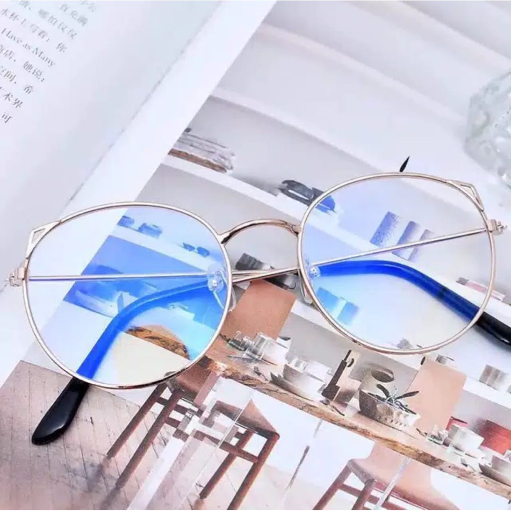 ♥TMALL88♥ Kacamata Baca Frame Anti Radiasi Metal Gaya Retro Untuk Pria / Wanita KM28