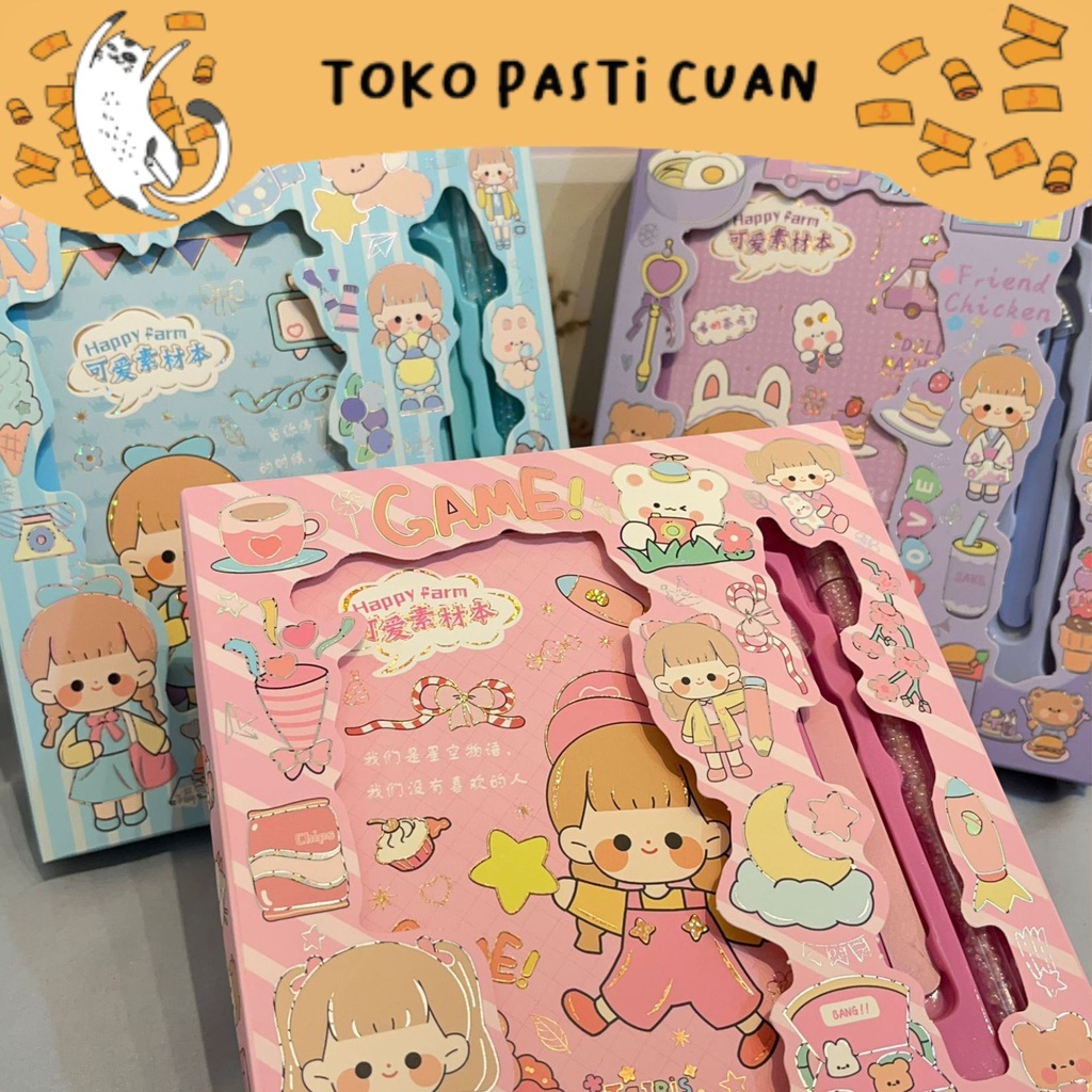 

paket sticker besar karakter cewe senmu solatip lucu imut lakban keren elegan fancy atk imut bisa COD termurah import