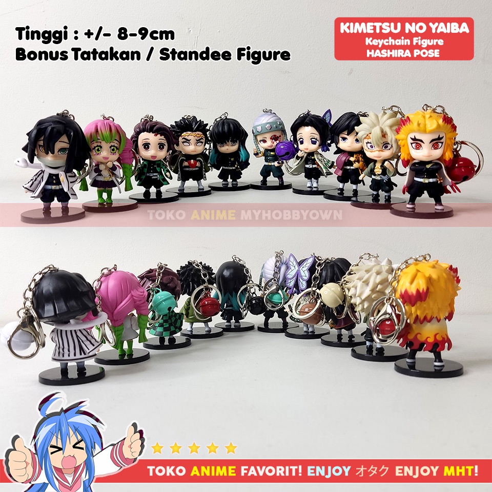 Gantungan Kunci Figure Anime Kimetsu no Yaiba Demon Slayer POSE Hashira Tanjiro Rengoku Giyu Kocho Tengen Gyomei Kanroji Muichiro Sanemi Obanai