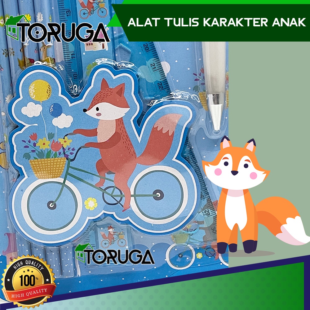 Alat Tulis Set Motif Karakter Pensil 5 IN 1 Souvenir Stationery Anak