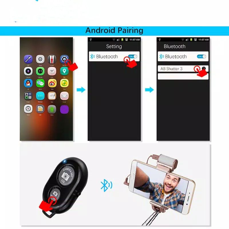 (COD) Bluetooth Camera Remote Shutter Smartphone for iPhone/Android Wireless